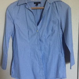 3/4 sleeves stripped blue and white button down